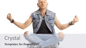  Presentation with jeans - Presentation theme featuring bald-man-in-jeans-sitting background and a light gray colored foreground