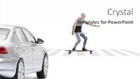  Presentation with waiting - Slides enhanced with bald-man-riding-a-longboard background and a white colored foreground