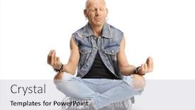  Presentation with bald - PPT theme consisting of bald-man-sitting-corssed-legged background and a light gray colored foreground