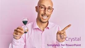  Presentation with sand clock - Slide set enhanced with bald-man-with-beard-holding background and a lemonade colored foreground