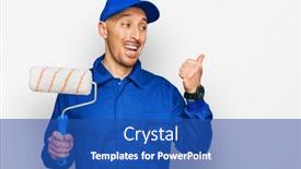  Presentation with bald - Presentation design featuring bald-man-with-beard-holding background and a ocean colored foreground