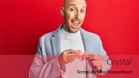  Presentation with broken heart - Beautiful slide set featuring bald-man-with-beard-holding backdrop and a red colored foreground