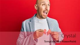  Presentation with broken heart - PPT theme with bald-man-with-beard-holding background and a red colored foreground