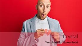  Presentation with broken heart - Slide deck consisting of bald-man-with-beard-holding background and a red colored foreground