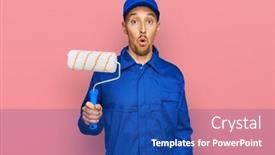  Presentation with bald - PPT theme featuring bald-man-with-beard-holding background and a  colored foreground