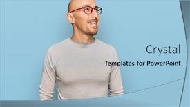  Presentation with bald - Slide set with bald-man-with-beard-wearing background and a light blue colored foreground