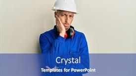  Presentation with builder - Beautiful PPT theme featuring bald-man-with-beard-wearing backdrop and a ocean colored foreground