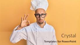  Presentation with bald - Audience pleasing theme consisting of bald-man-with-beard-wearing backdrop and a yellow colored foreground