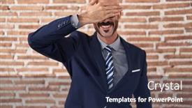  Presentation with bald - Theme featuring bald-man-with-beard-wearing background and a navy blue colored foreground