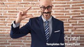  Presentation with bald - Presentation theme with bald-man-with-beard-wearing background and a  colored foreground