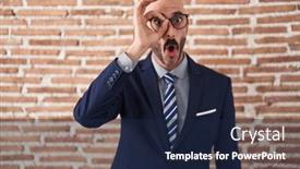  Presentation with bald - Presentation theme featuring bald-man-with-beard-wearing background and a navy blue colored foreground