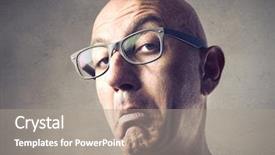  Presentation with bald - Slides enhanced with bald man with snobbish expression background and a  colored foreground