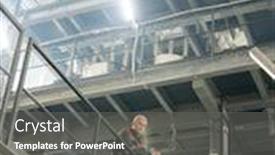  Presentation with polymer - PPT theme with bald-mature-engineer-or-foreman background and a gray colored foreground