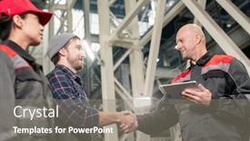  Presentation with foreman - Cool new PPT theme with bald-mature-foreman-with-digital backdrop and a gray colored foreground