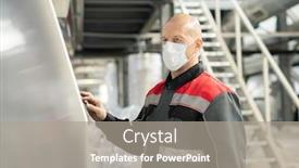  Presentation with polymer - Amazing PPT theme having bald-mature-worker-of-contemporary backdrop and a gray colored foreground