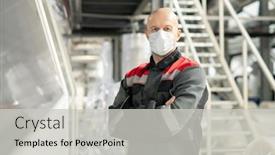  Presentation with polymer - Theme with bald-mature-worker-of-contemporary background and a light gray colored foreground