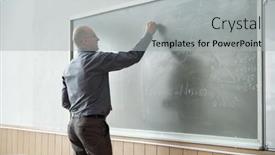  Presentation with algebraic - Amazing presentation design having bald-professor-of-university backdrop and a light gray colored foreground