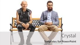  Presentation with punk - Colorful PPT theme enhanced with bald-punk-and-bearded-man backdrop and a light gray colored foreground