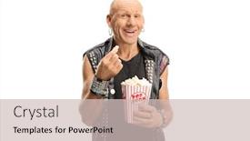  Presentation with punk - Slide deck with bald-punk-eating-popcorns background and a soft green colored foreground