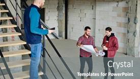  Presentation with foreman - Cool new presentation theme with bald-young-contractor-or-foreman backdrop and a gray colored foreground