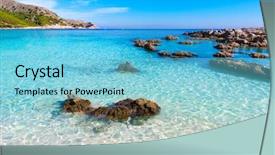  Presentation with little beach cala esmeralda cala - Amazing slide set having balearic islands of spain backdrop and a light blue colored foreground