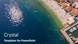  Presentation with coast line - Cool new PPT theme with bali-beach-coast-line backdrop and a navy blue colored foreground