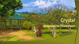  Presentation with bali temple - Colorful PPT layouts enhanced with bali indonesia - travel and architecture backdrop and a tawny brown colored foreground