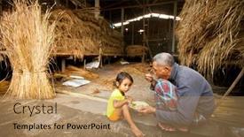  Presentation with poor child - Beautiful presentation theme featuring bali-indonesia-april-3-unidentified backdrop and a coral colored foreground