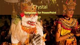  Presentation with fire women - Presentation design featuring entrance of a far west style country house background and a coral colored foreground