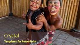 Presentation with cultural - Audience pleasing presentation design consisting of portrait of smiling fit woman tying her shoelace at promenade on a sunny day backdrop and a coral colored foreground