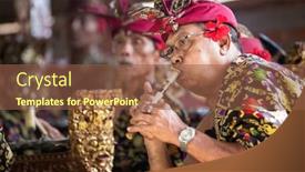  Presentation with balinese traditional dance barong - Beautiful slide deck featuring bali-indonesia-december-24-2014 backdrop and a tawny brown colored foreground