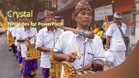  Presentation with traditional music - PPT layouts enhanced with bali-indonesia-september-17-2016 background and a tawny brown colored foreground