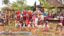  Presentation with complex - Audience pleasing presentation theme consisting of bali-january-25-balinese-priest backdrop and a coral colored foreground