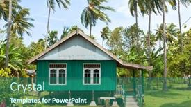  Presentation with flooding - PPT theme having bali-january-26-wooden-bali background and a ocean colored foreground