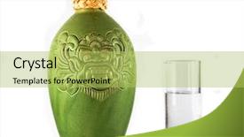  Presentation with vodka - Presentation theme enhanced with balinese ceramic bottle of vodka background and a  colored foreground