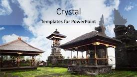  Presentation with pura hindu - Beautiful theme featuring balinese culture - hindu temple pura besakih bali backdrop and a light blue colored foreground