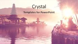  Presentation with bali culture - Theme enhanced with balinese culture - pura ulun danu temple bali background and a cream colored foreground