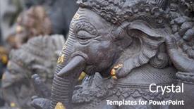  Presentation with bali statue - PPT theme featuring balinese statue at the temple background and a gray colored foreground