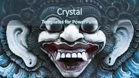  Presentation with bali statue - Beautiful PPT theme featuring balinese statue at the temple backdrop and a ocean colored foreground