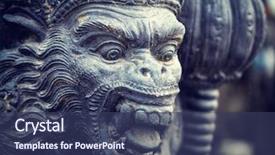  Presentation with bali statue - Slide set featuring balinese statue at the temple background and a ocean colored foreground