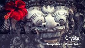  Presentation with bali statue - Audience pleasing PPT theme consisting of balinese statue at the temple backdrop and a tawny brown colored foreground
