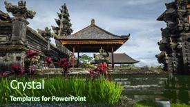  Presentation with pura - Presentation design consisting of balinese temple pura besakih background and a tawny brown colored foreground