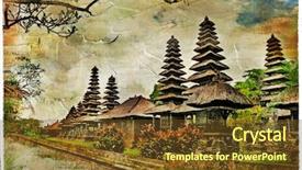  Presentation with artwork - Slide set consisting of balinese temples artwork in painting background and a tawny brown colored foreground