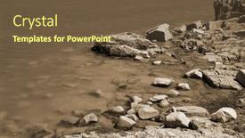  Presentation with missile - Theme featuring balkhash-lake-central-kazakhstan-near background and a tawny brown colored foreground