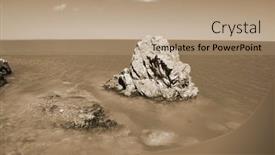  Presentation with missile - Slides enhanced with balkhash-lake-central-kazakhstan-near background and a coral colored foreground