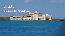  Presentation with ballistic - Amazing slide deck having balkhash-resort-balkhash-lake-central backdrop and a teal colored foreground