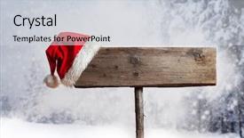  Presentation with signboard - PPT layouts with santa's hat in snow background and a light gray colored foreground
