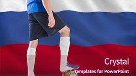  Presentation with football play diagram - Cool new slide deck with ball against digitally generated russian backdrop and a  colored foreground