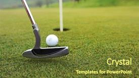  Presentation with grad ball - PPT theme enhanced with ball and stick on green background and a tawny brown colored foreground