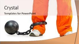  Presentation with chain - Slide deck with ball chain - convict with handcuffs on white background and a lemonade colored foreground